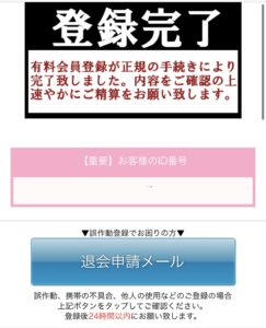 登録完了画面の例